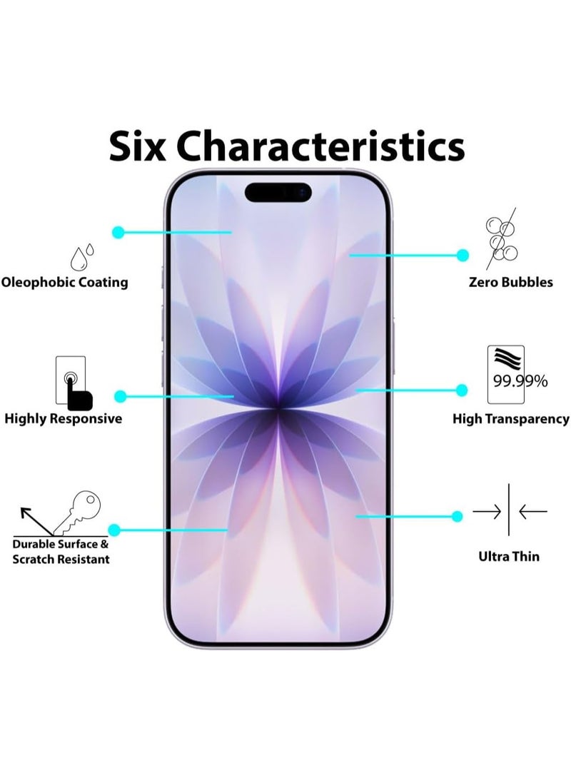 أكاليكس واقي شاشة شفاف لهاتف آيفون 17، زجاج مقوى 9H مقاوم للكسر والخدوش، متوافق مع أغلفة الحماية عالية الدقة - Image 2